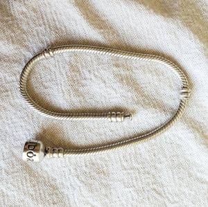 Pandora silver barrel clasp snake chain 7.5"